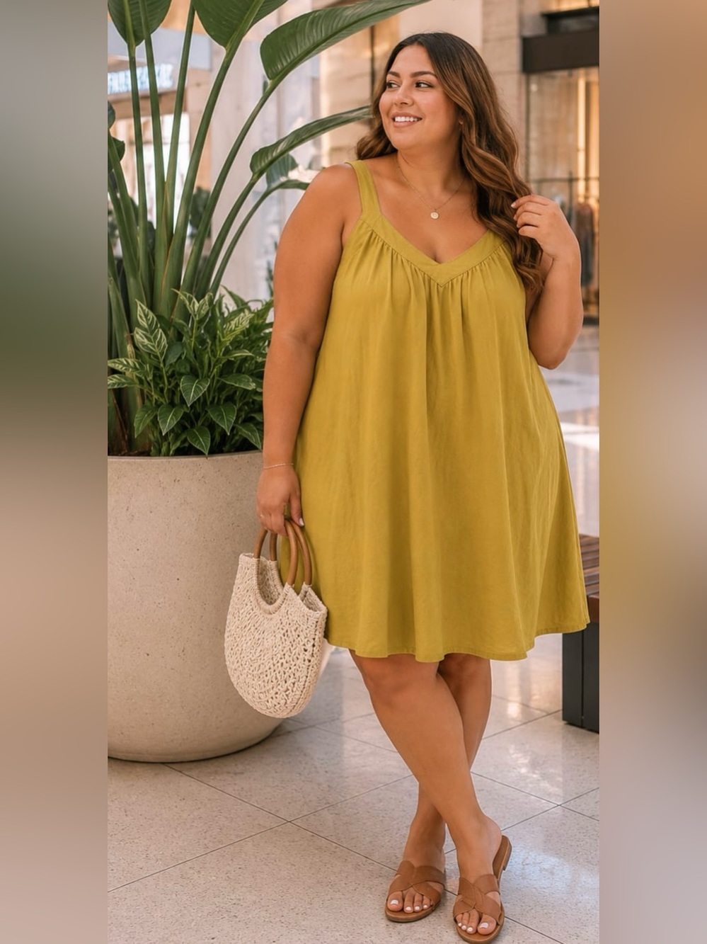 Reitmans mustard yellow Sleeveless V-Neck Swing Dress